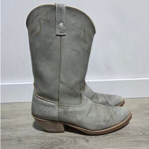 Dingo Vintage Men's Gray Leather Cowboy Boots Size 11.5D Western Cowboy 1970's